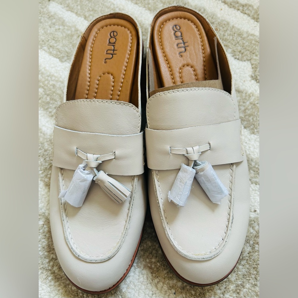 Earth Women's Everett Tassels Slip on Mule Loafers Size 11 Off White Minimalist - Picture 3 of 8